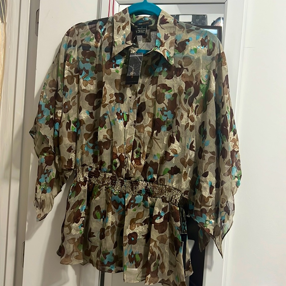 BCBGMAXAZRIA sheer tunic